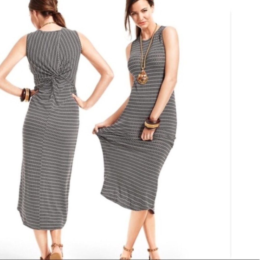 CAbi Twist Back Maxi Dress #313 Black & White Size Medium